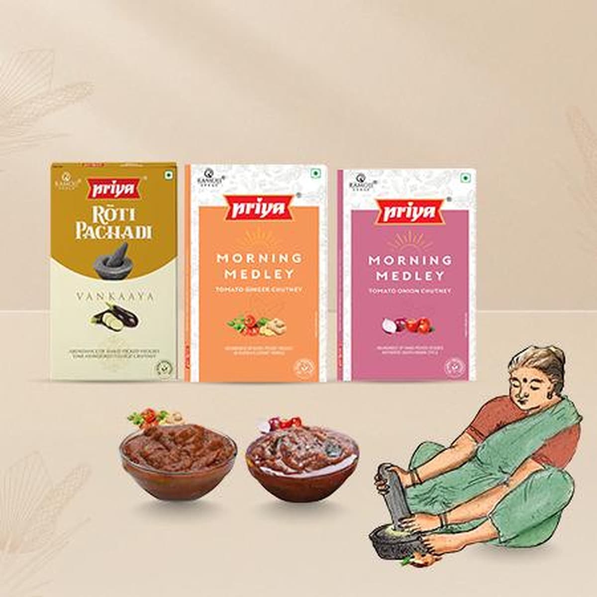 Roti Pachadi Vankaaya/Morning Medley Range (multiple items)