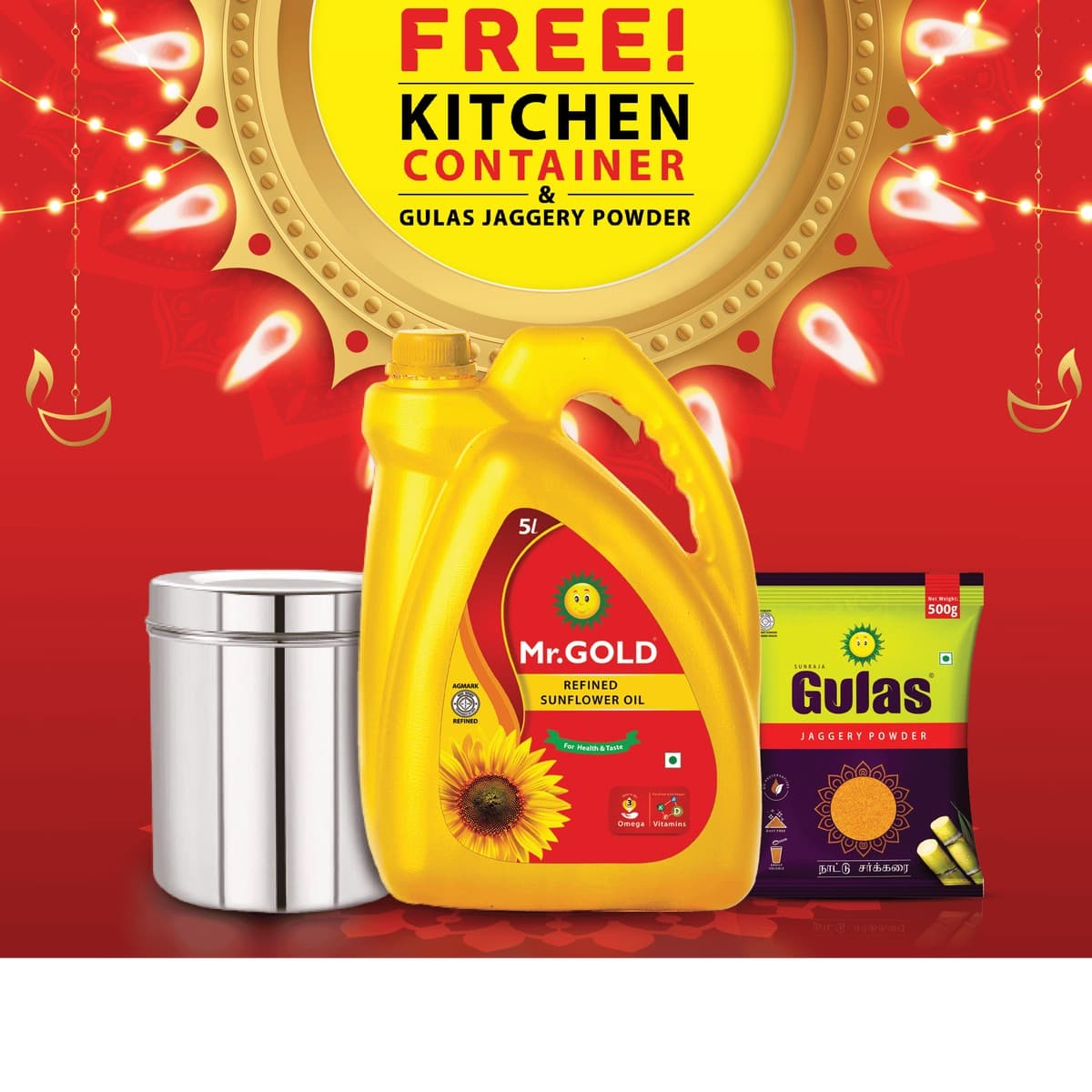 Refined Sunflower Oil + Gulas Jaggery Powder Combo Promo